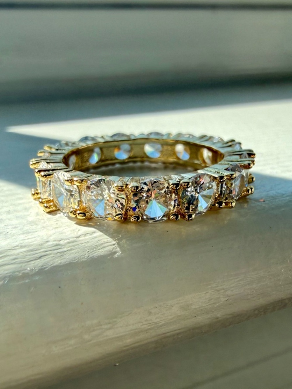 NEW! 14k Gold Plated Crystal Eternity Stacking Ring - size 6